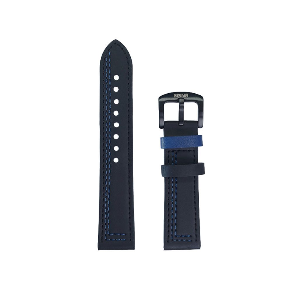 Black & Blue Leather Strap (Adjustable)
