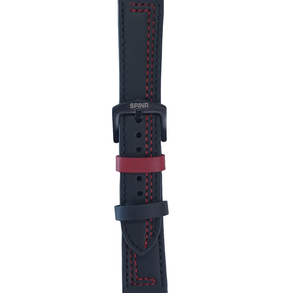 Black & Red Leather Strap (Adjustable)