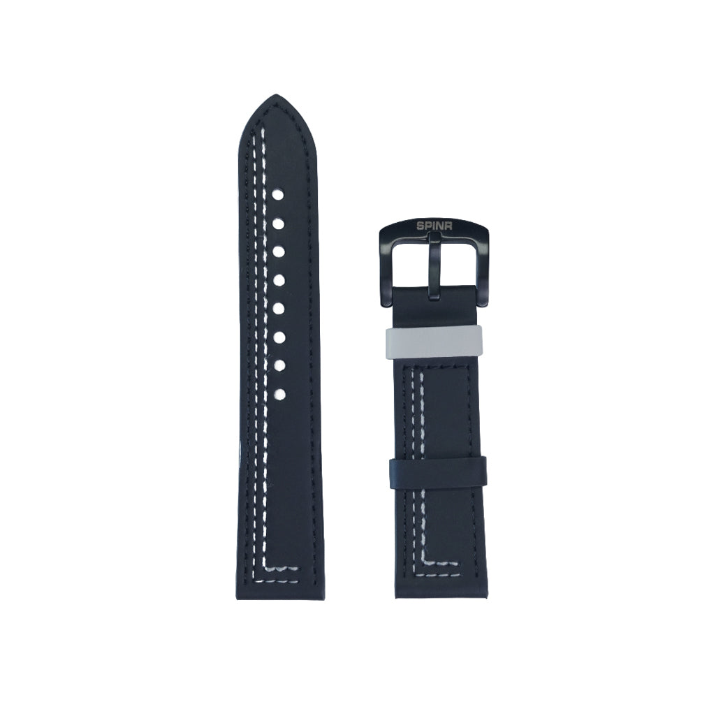 Black & White Leather Strap (Adjustable)