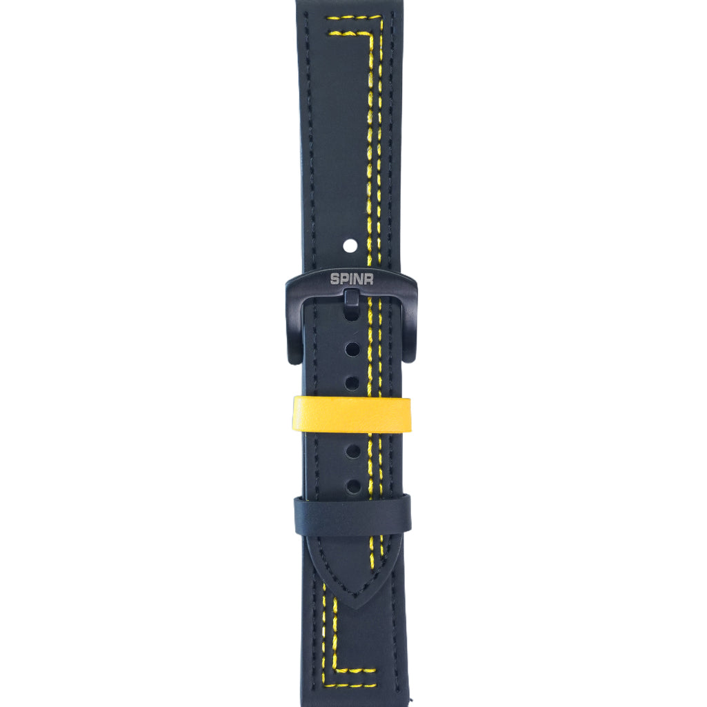 Black & Yellow Leather Strap (Adjustable)