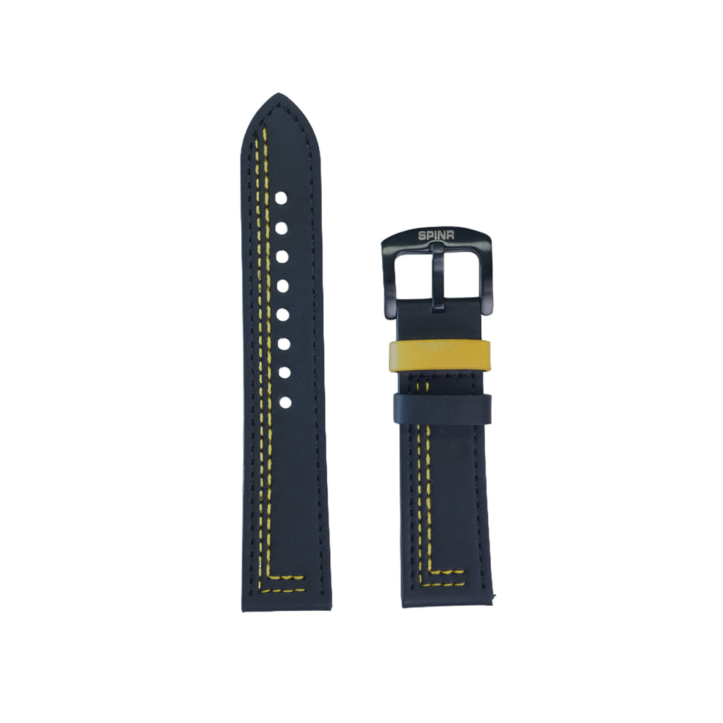 Black & Yellow Leather Strap (Adjustable)