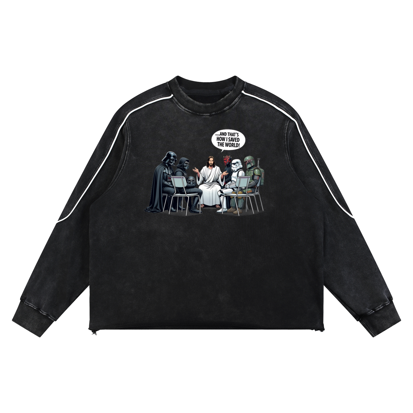 Mineral Wash Piping Raw Hem Sweatshirt