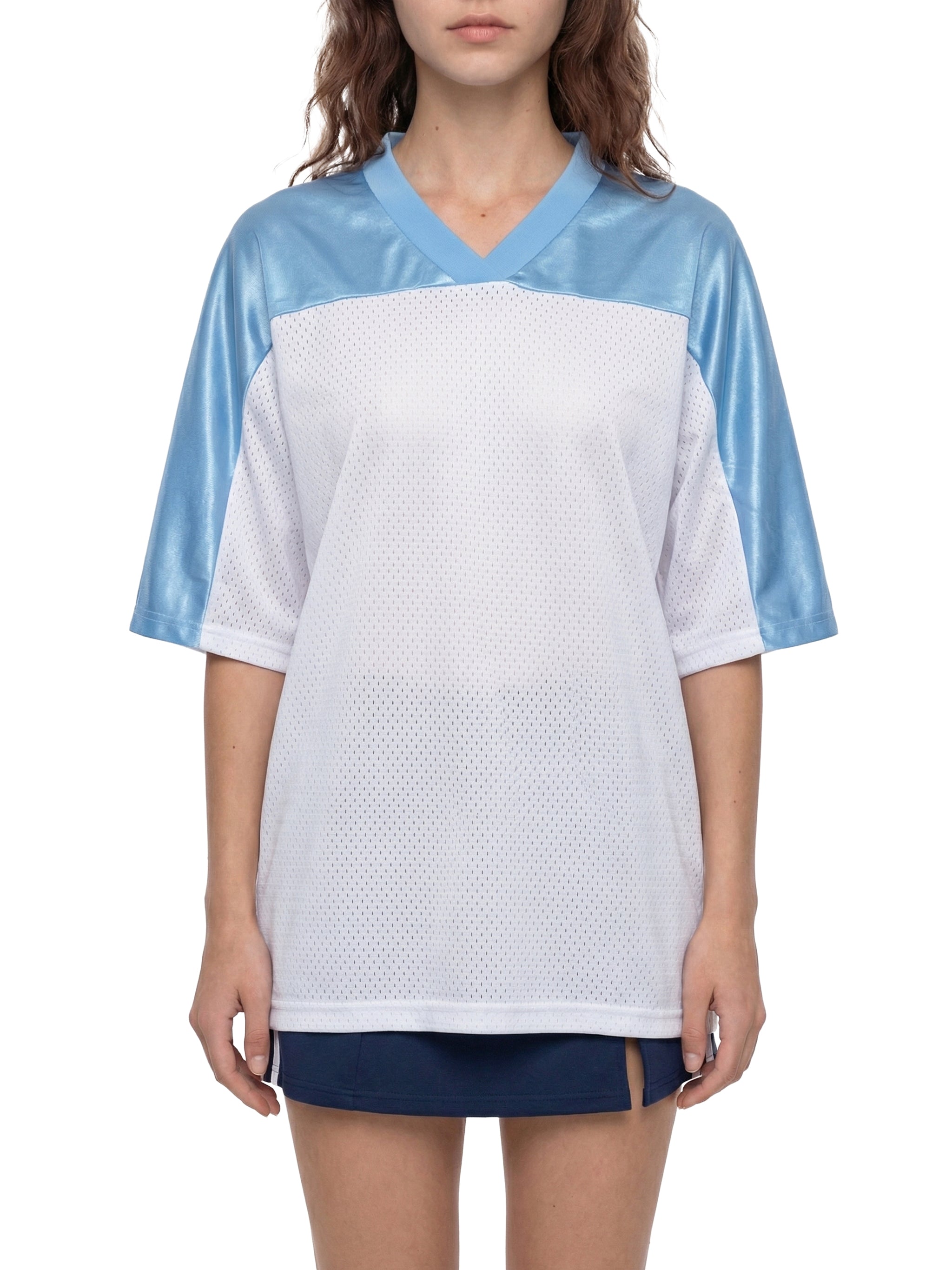 Oversized Mesh V-Neck Soccer Jersey