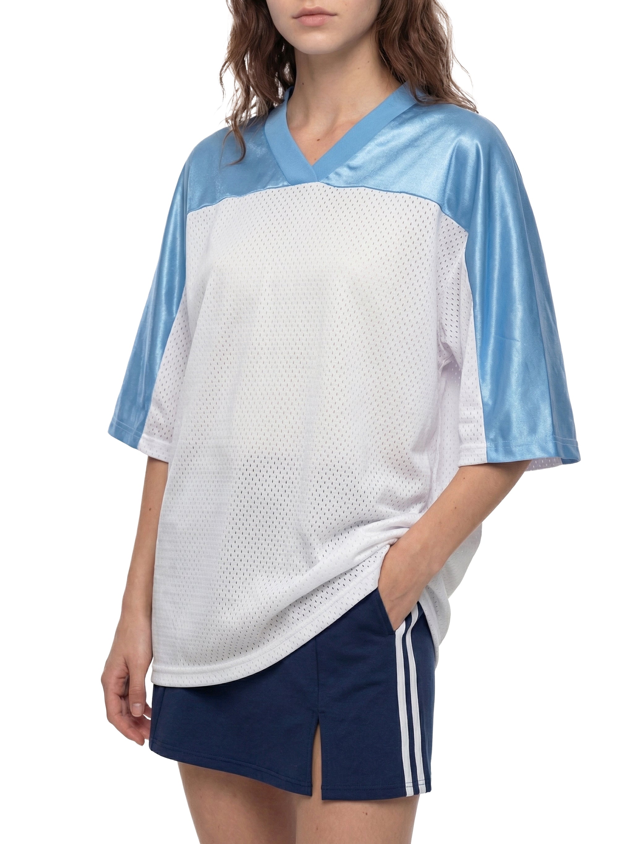 Oversized Mesh V-Neck Soccer Jersey