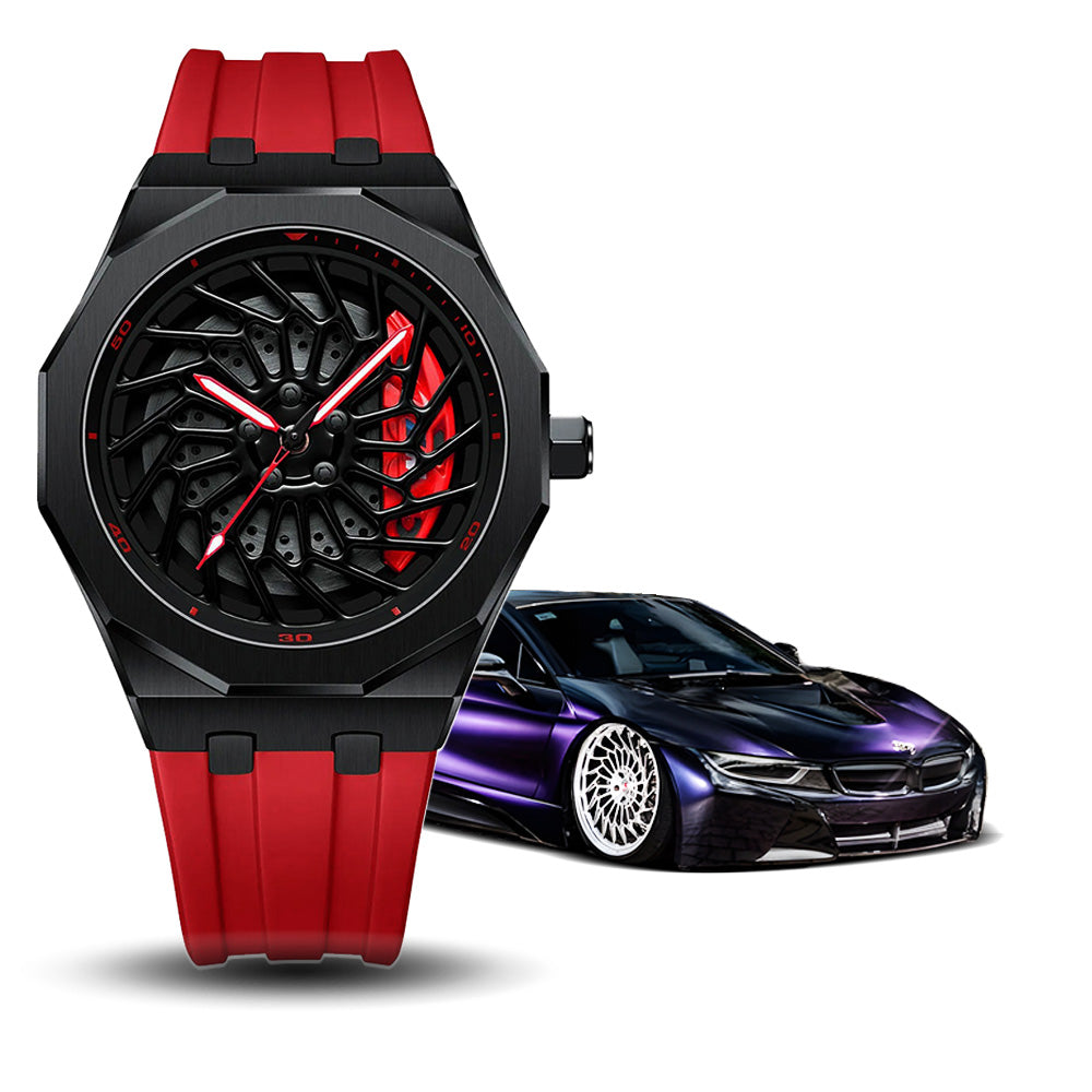 Bayer i8 Gyro Polygon Red Caliber/Red Rubber Strap