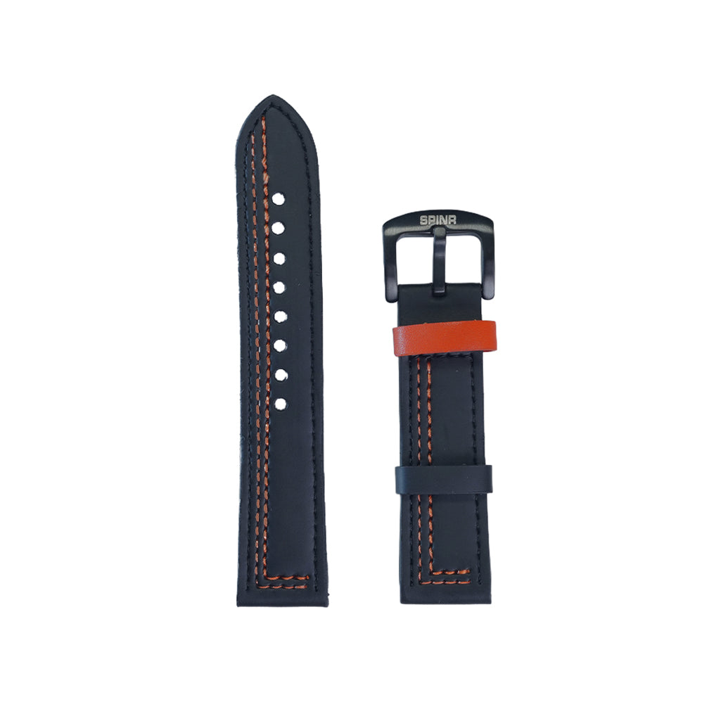 Black & Orange Leather Strap (Adjustable)