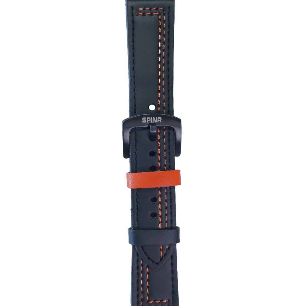 Black & Orange Leather Strap (Adjustable)