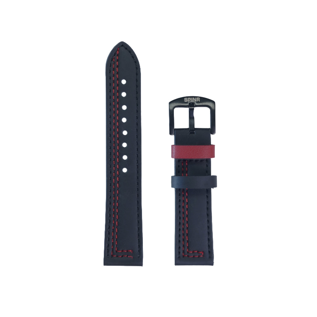 Black & Red Leather Strap (Adjustable)