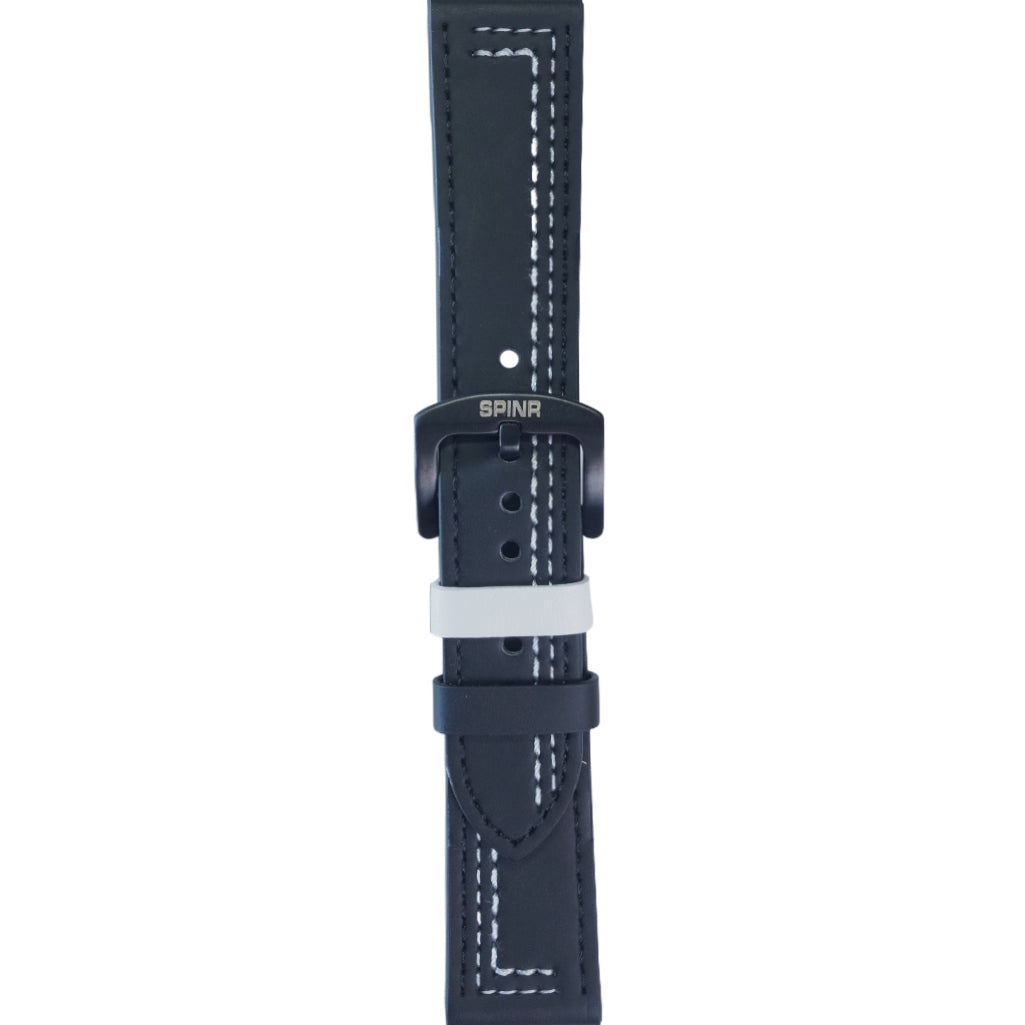 Black & White Leather Strap (Adjustable)