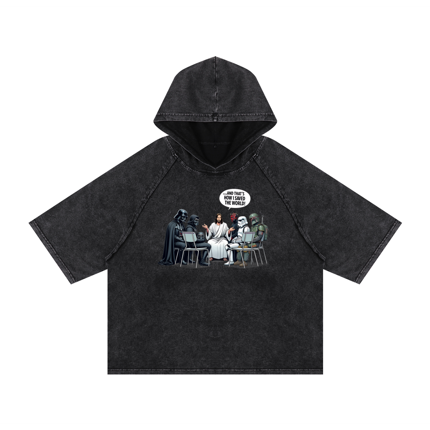 Snow Washed Hooded Boxy T-Shirt