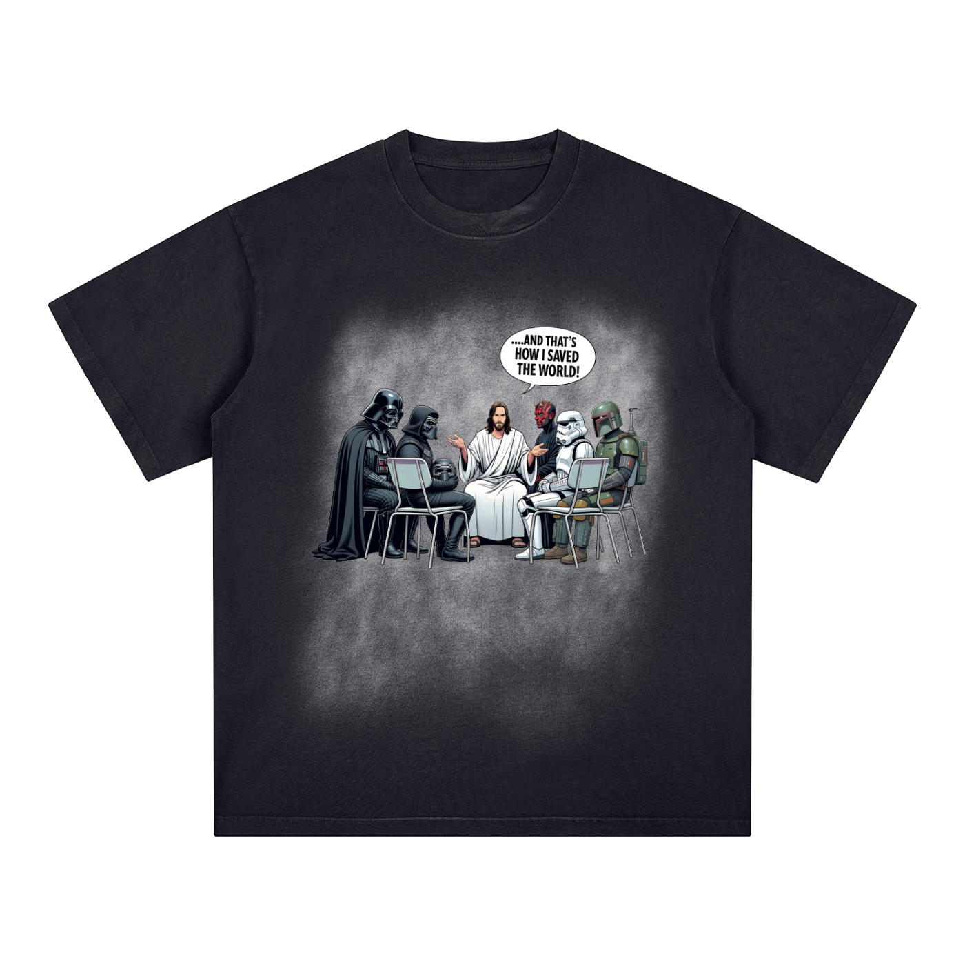 Square Patch Monkey Washed T-Shirt