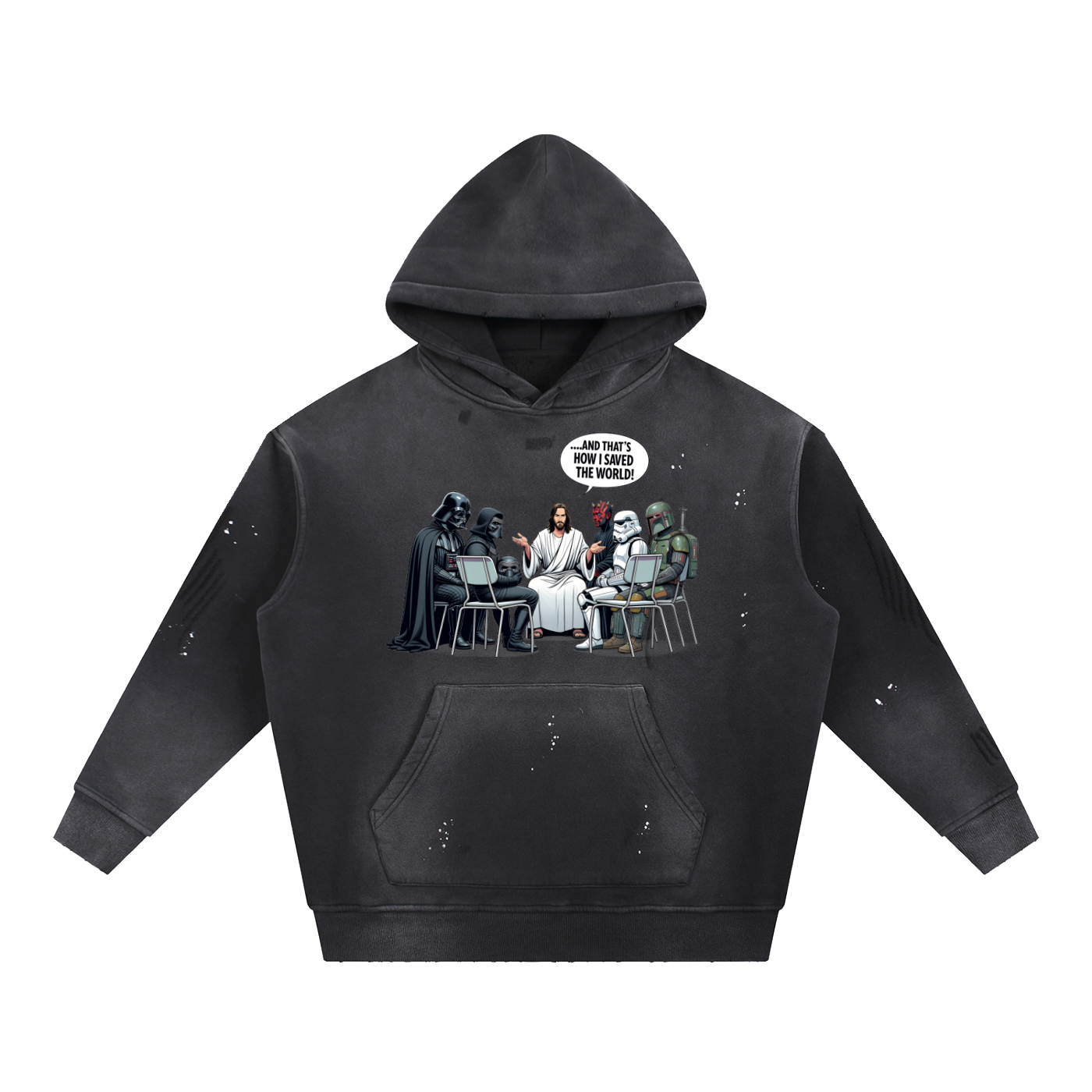 Vintage Washed Frayed Fleece Hoodie